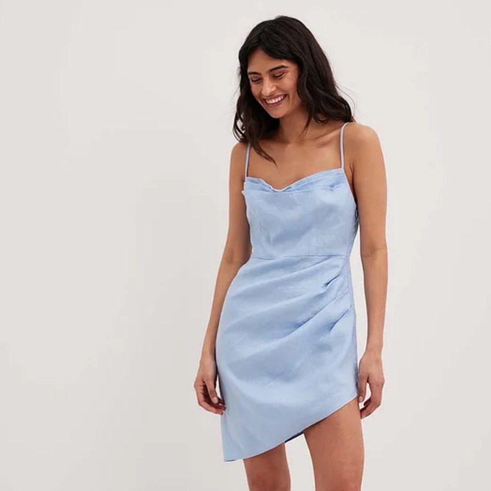 NA-KD Waterfall Linen Dress | S